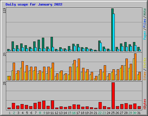 Daily usage for January 2022